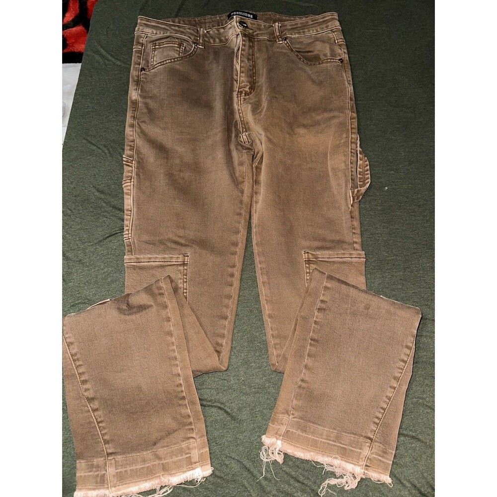 PHEELINGS Men's Stacked Cargo Denim Jeans Light Brown Wash Size 34x38 EUC